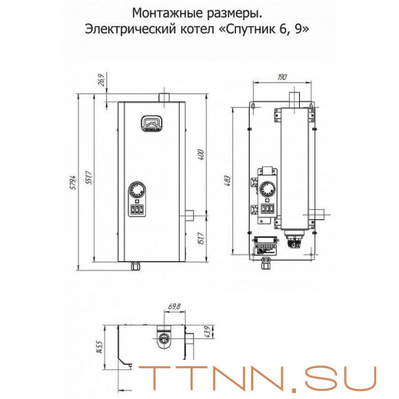 Электрический котел Теплодар СПУТНИК электро 6 черный