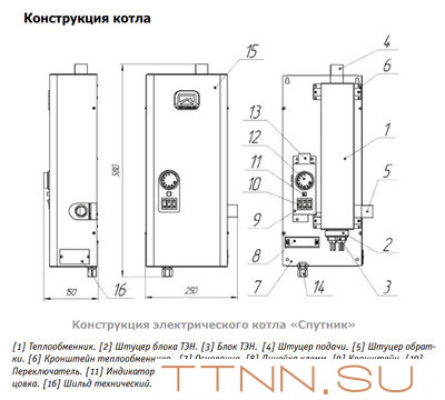 Электрический котел Теплодар СПУТНИК электро 9 черный