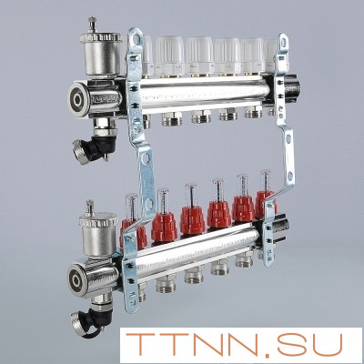 Для отопления VALTEC 1"х7 вых. Евроконус 3/4" с расходомерами в сборе