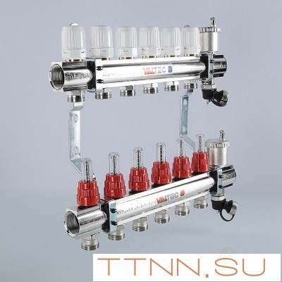 Для отопления VALTEC 1"х7 вых. Евроконус 3/4" с расходомерами в сборе