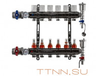 Коллекторная группа TIM 6 выходов KA006 с кранами и расходомерами латунь