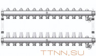 Коллектор нерж. для отопления Wester 1"-3/4 в сборе на 12 выходов с 2 заглушками