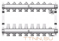 Коллектор нерж. для отопления Wester 1"-3/4 в сборе на 7 выходов с 2 заглушками