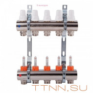 Коллекторная группа с расходомерами General fitings 1"х 3/4" на 3 выхода