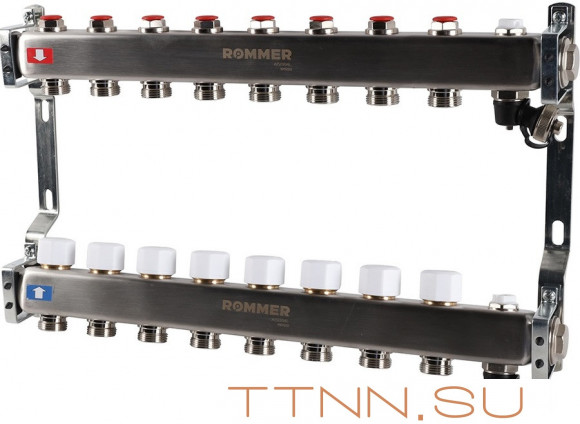 Для отопления Rommer 1"/3/4"x8 с запорными клапанами (RMS-3201-000008)