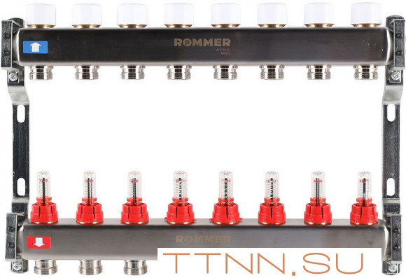 Для отопления Rommer 1"/3/4"x8 с расходомерами (RMS-1200-000008)