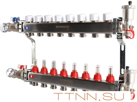Для отопления Rommer 1"/3/4"x8 с расходомерами (RMS-1210-000008)