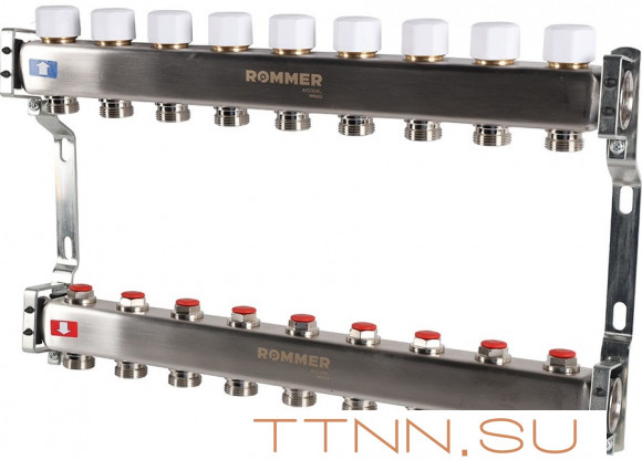 Для отопления Rommer 1"/3/4"x9 с запорными клапанами (RMS-3200-000009)