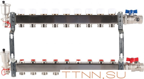 Для отопления Rommer 1"/3/4"x9 с запорными клапанами (RMS-3210-000009)